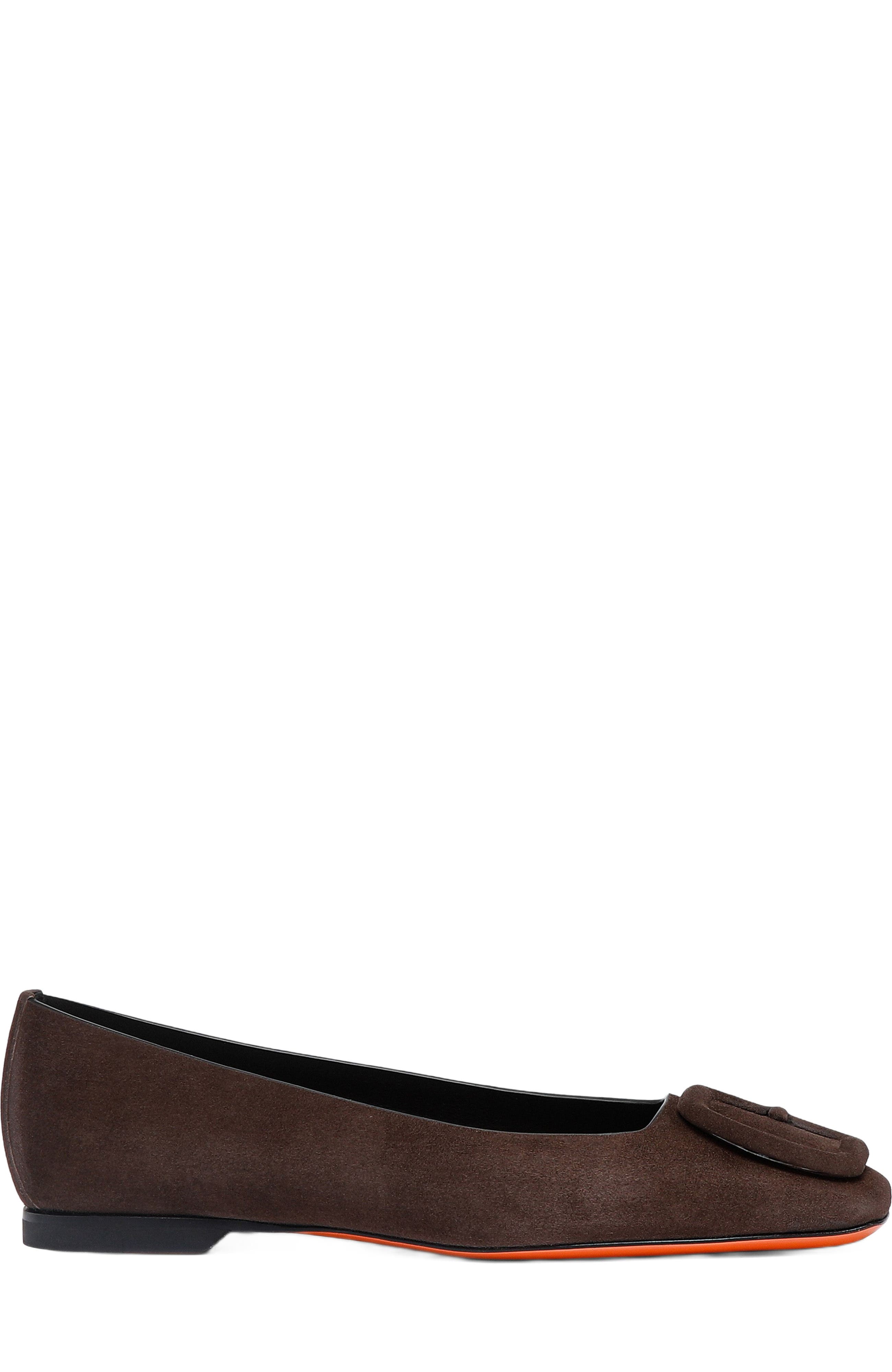 Santoni Women's suede ballet flat, Main, color, Brown