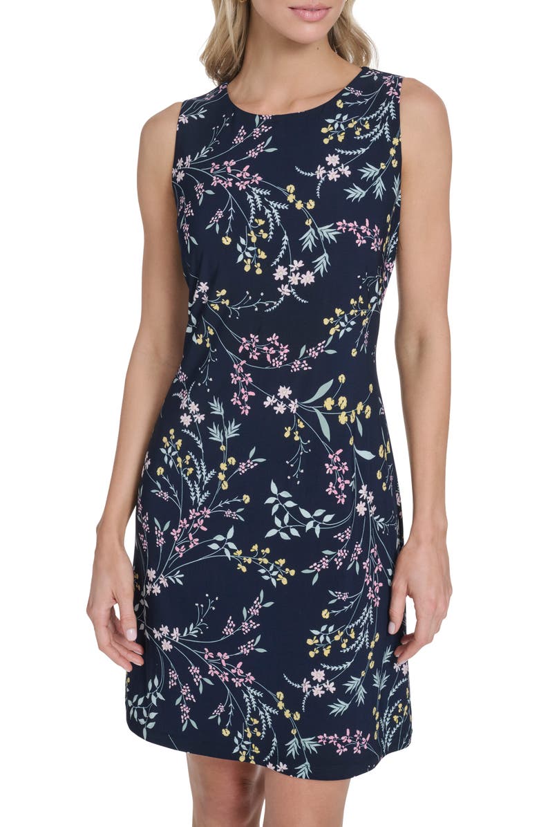 Tommy Hilfiger Jersey Sheath Dress, Alternate, color, Sky Captain/ Ballerina Pink