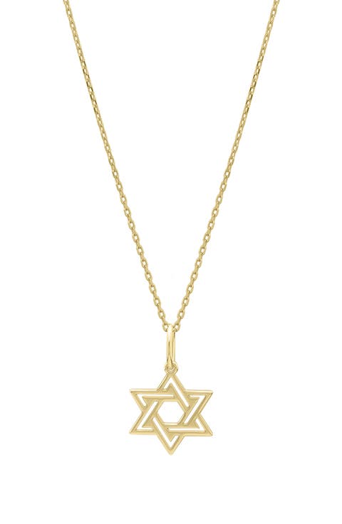 14K Yellow Gold Star of David Pendant Necklace