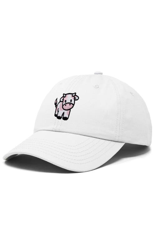 Dalix Strawberry Cow Embroidered Cap In White