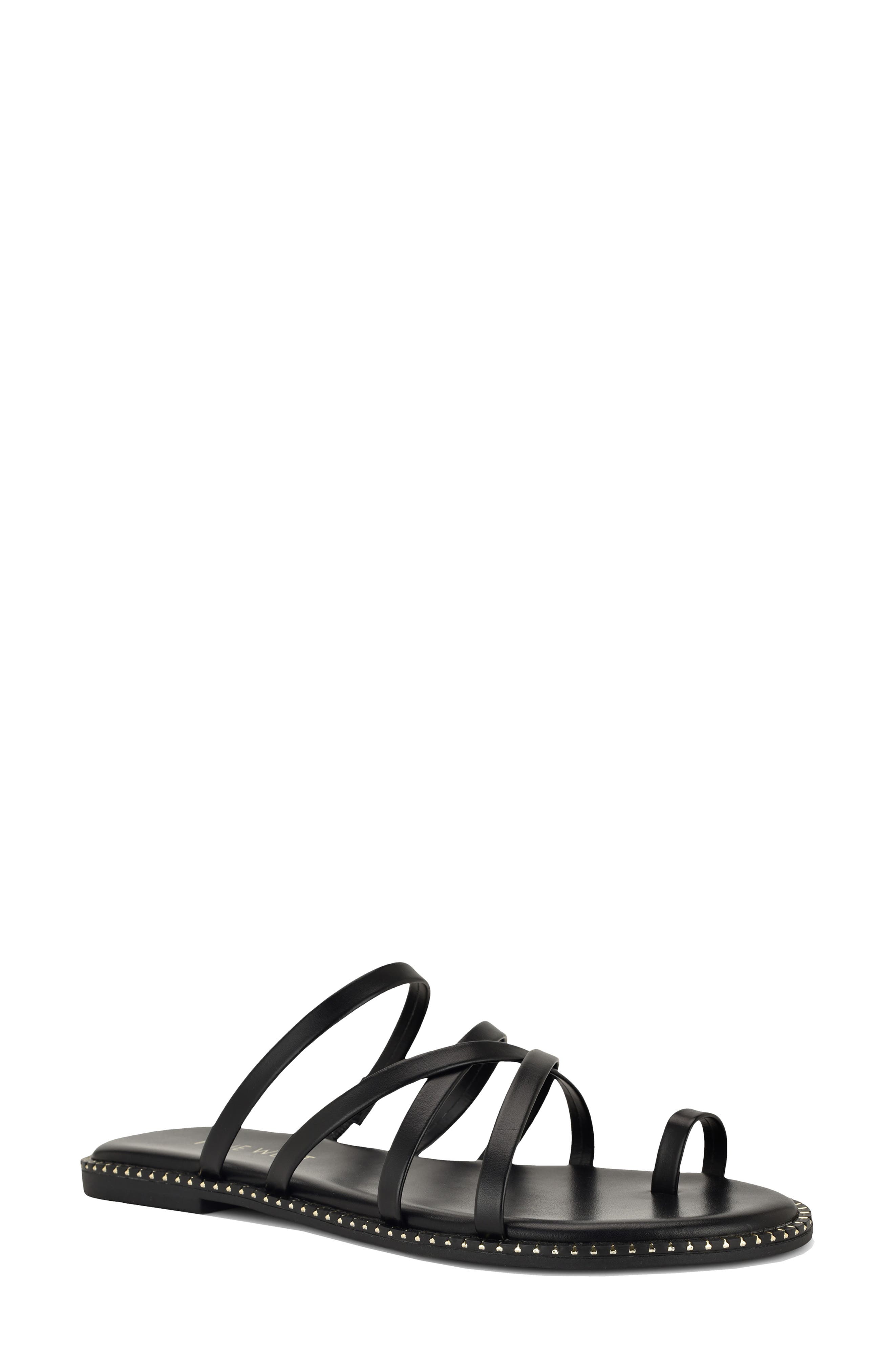 Nine West Digen Toe Loop Sandal, Main, color, Black