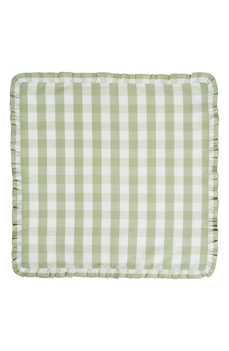 Juliska Gingham Ruffle Set of 4 Cotton & Linen Napkins, Alternate, color, Seagrass