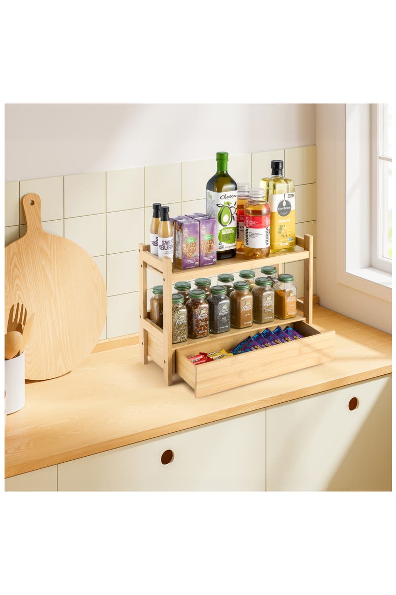 Two-Tier Countertop Organizer, Alternate, color, NATURAL