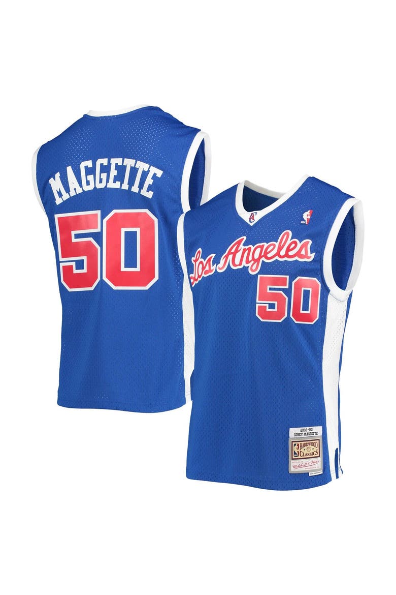 Men's Mitchell & Ness Corey Maggette Royal LA Clippers 2001/02 Hardwood Classics Swingman Jersey, Main, color, Royal
