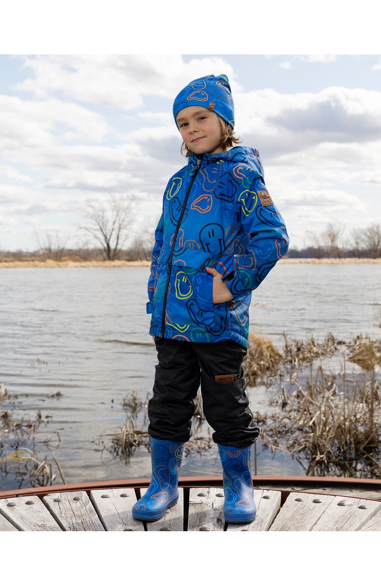 Deux par Deux Boy Two-Piece Mid-Season Smileys Outerwear Set, Alternate, color, Blue Printed Smileys