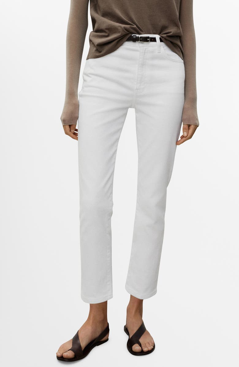 MANGO Claudia Crop Slim Fit Jeans, Main, color, White