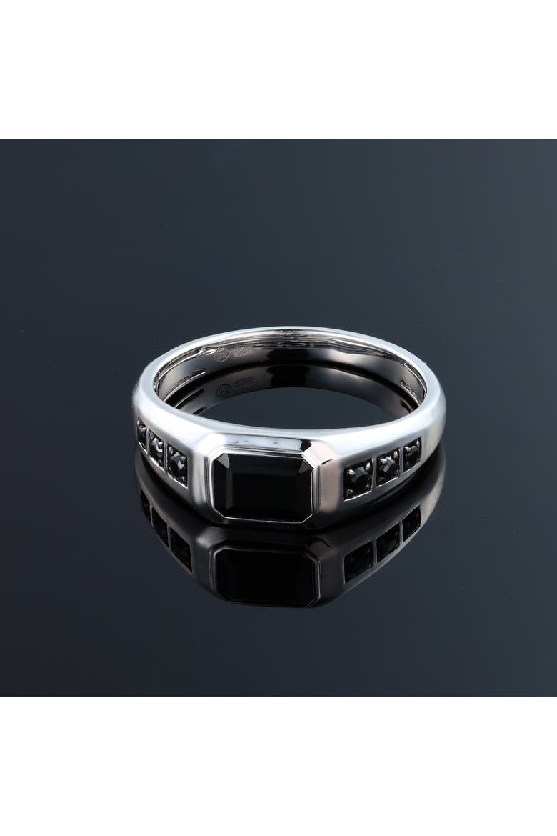 Sumi 1 CT Emerald Cut Black Spinel Ring 925 Silver, Alternate, color, Sterling Silver