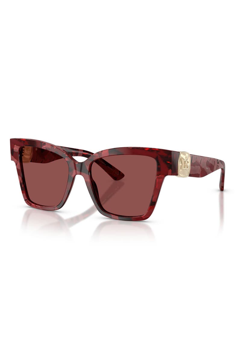 Dolce&Gabbana 54mm Gradient Square Sunglasses, Alternate, color, Pearl Havana Red / Dark Violet