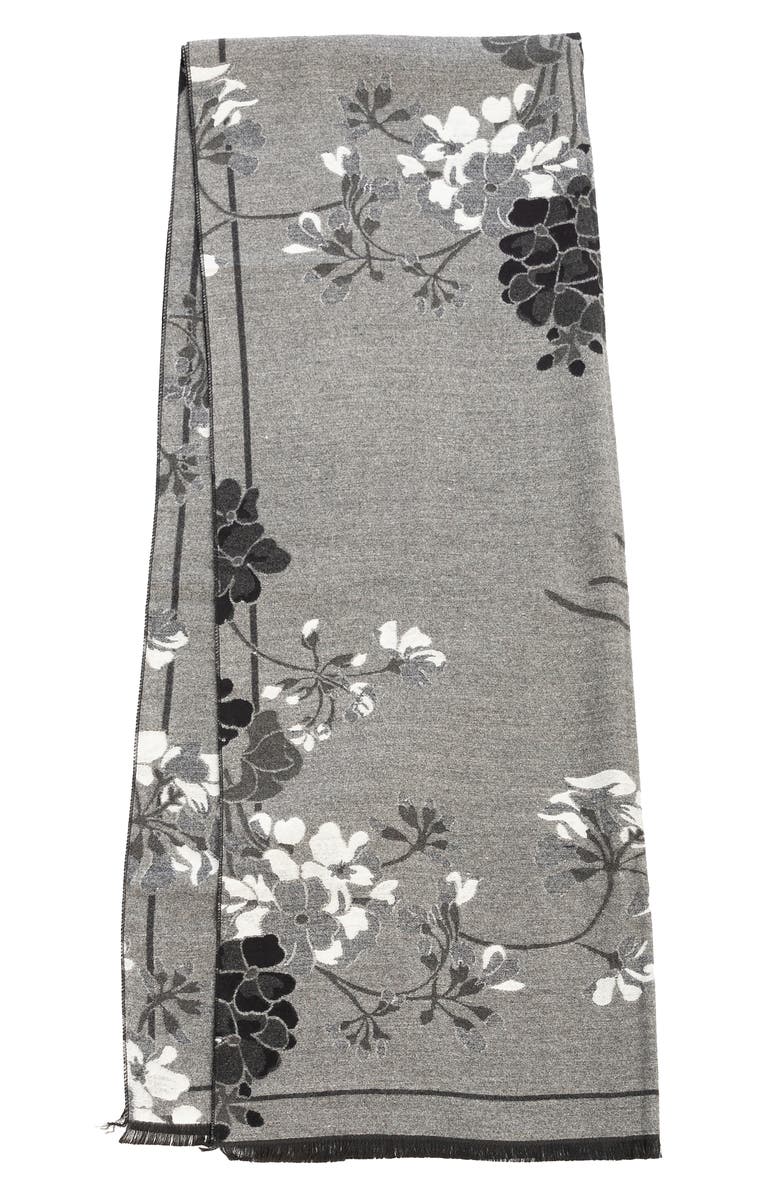 SAACHI Floral Reversible Scarf, Alternate, color, Black