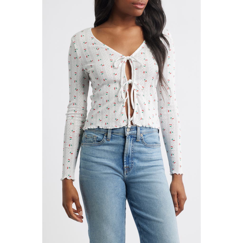 Vero Moda Marie Tie Front Cotton Blend Cardigan In White