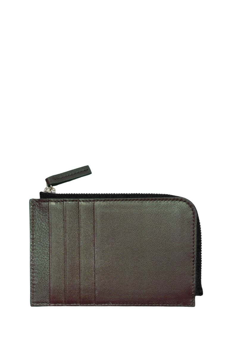 HYER GOODS Upcycled Italian Leather Zip-Around Card Wallet, Alternate, color, Olive
