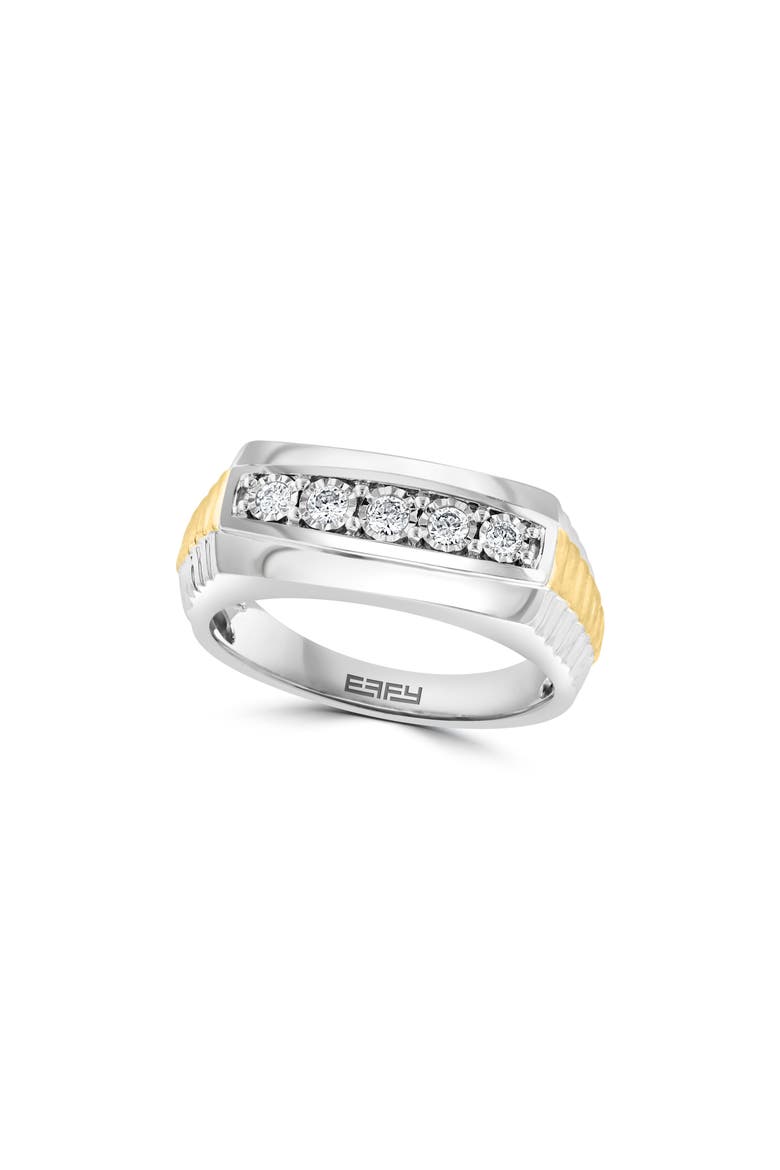 Diamond Two-Tone Signet Ring, Main, color, SILVER