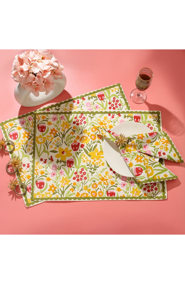 Tiramisu Set of 4 Cotton Placemats, Alternate, color, Yellow Floral