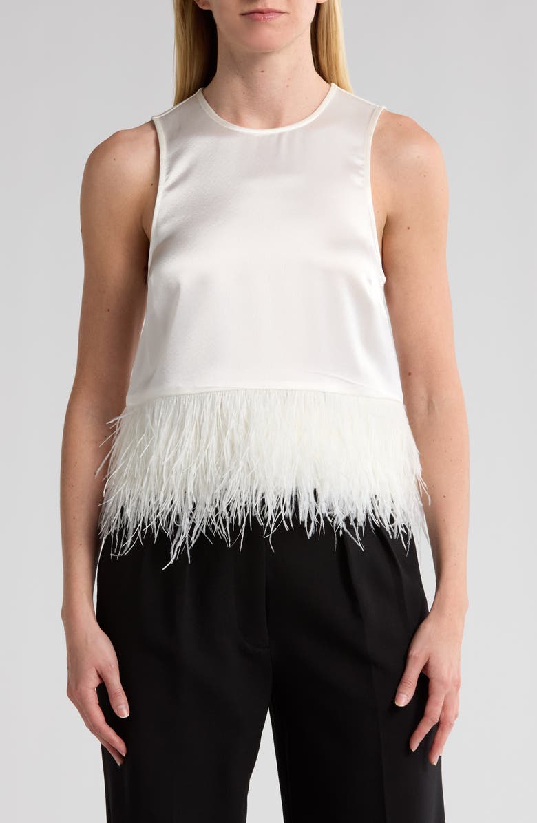 Cinq à Sept Charisse Feather Trim Top, Main, color,