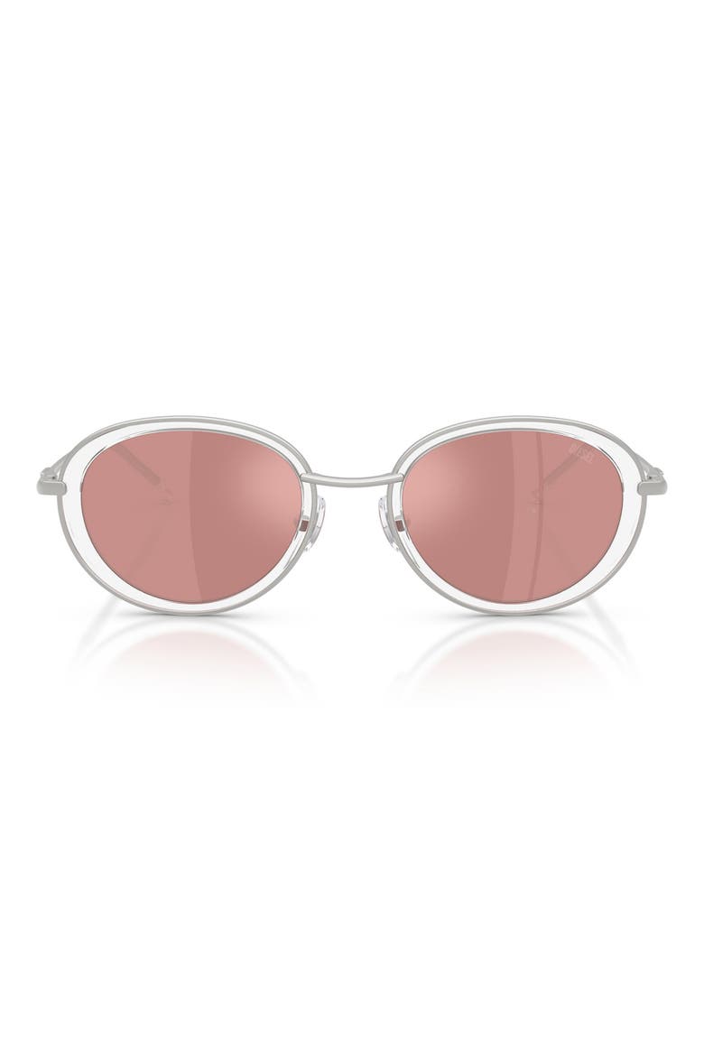 DL1018 51mm Mirrored Oval Sunglasses, Main, color, MATTE SILVER / PINK MIRROR