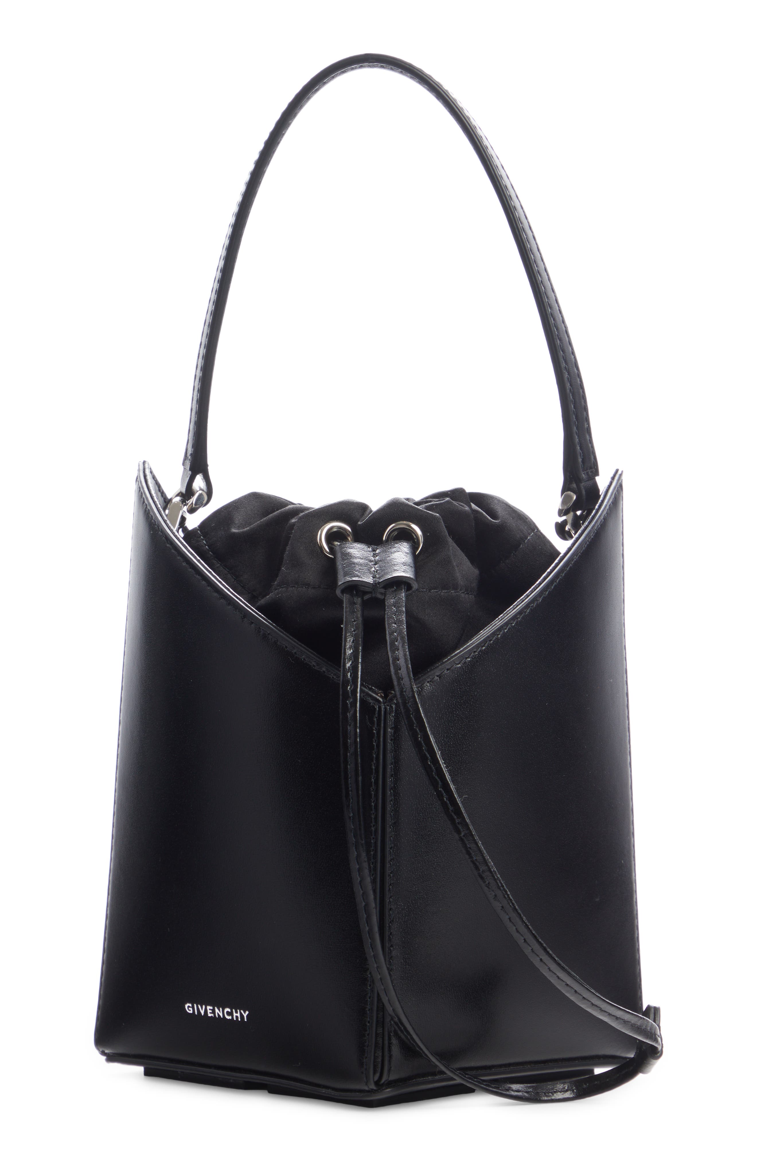 Givenchy Cut Out Leather Bucket Bag, Main, color, 