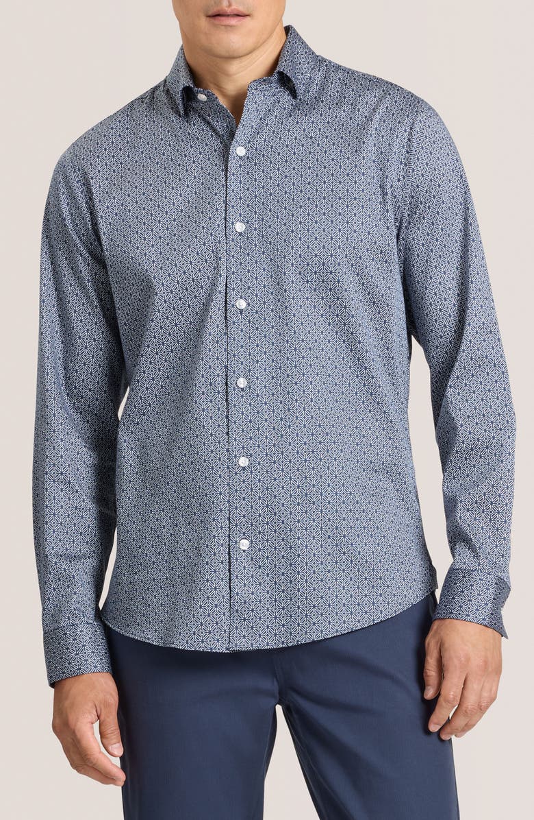 Ted Baker Soren Clarot Print Long Sleeve Button-Up Shirt, Main, color, Dark Denim