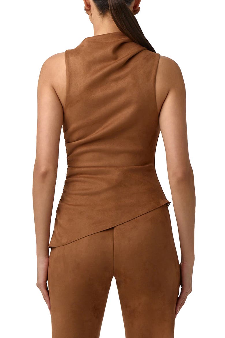 Ruched Asymmetric Faux Suede Tank, Alternate, color, MOCHA