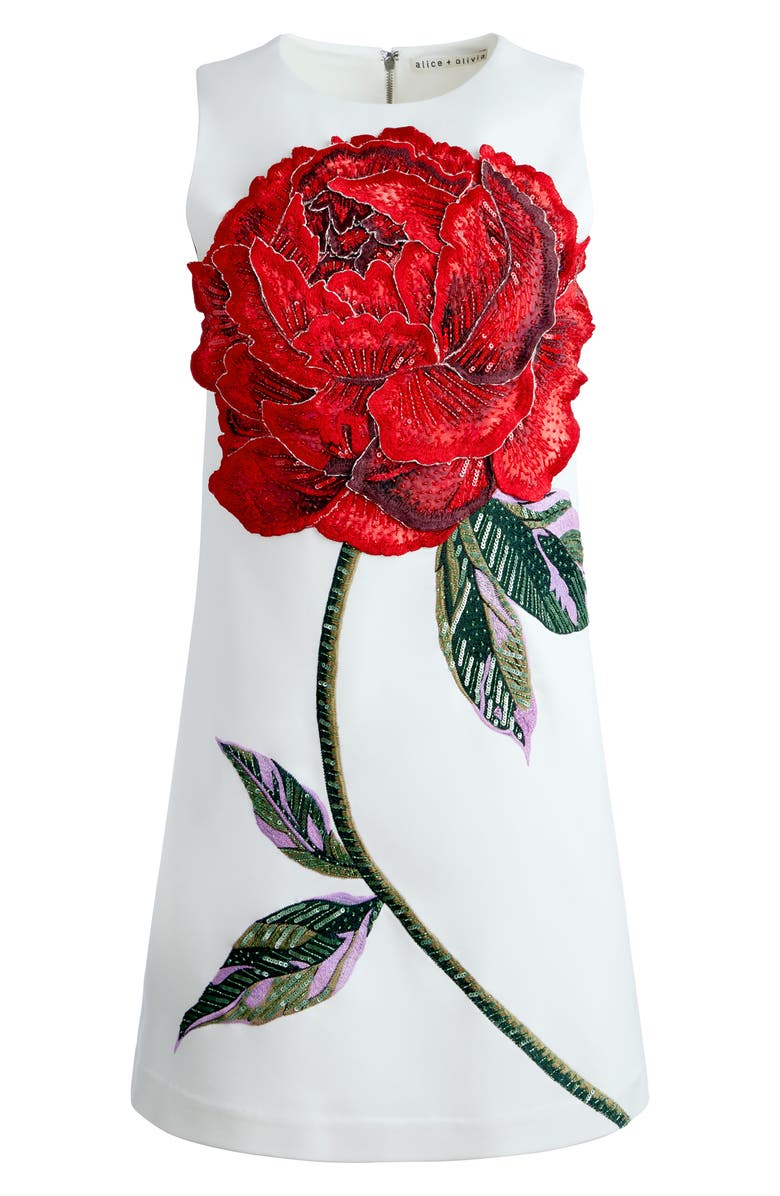 Alice + Olivia Clyde Beaded Rose Shift Dress, Alternate, color, 