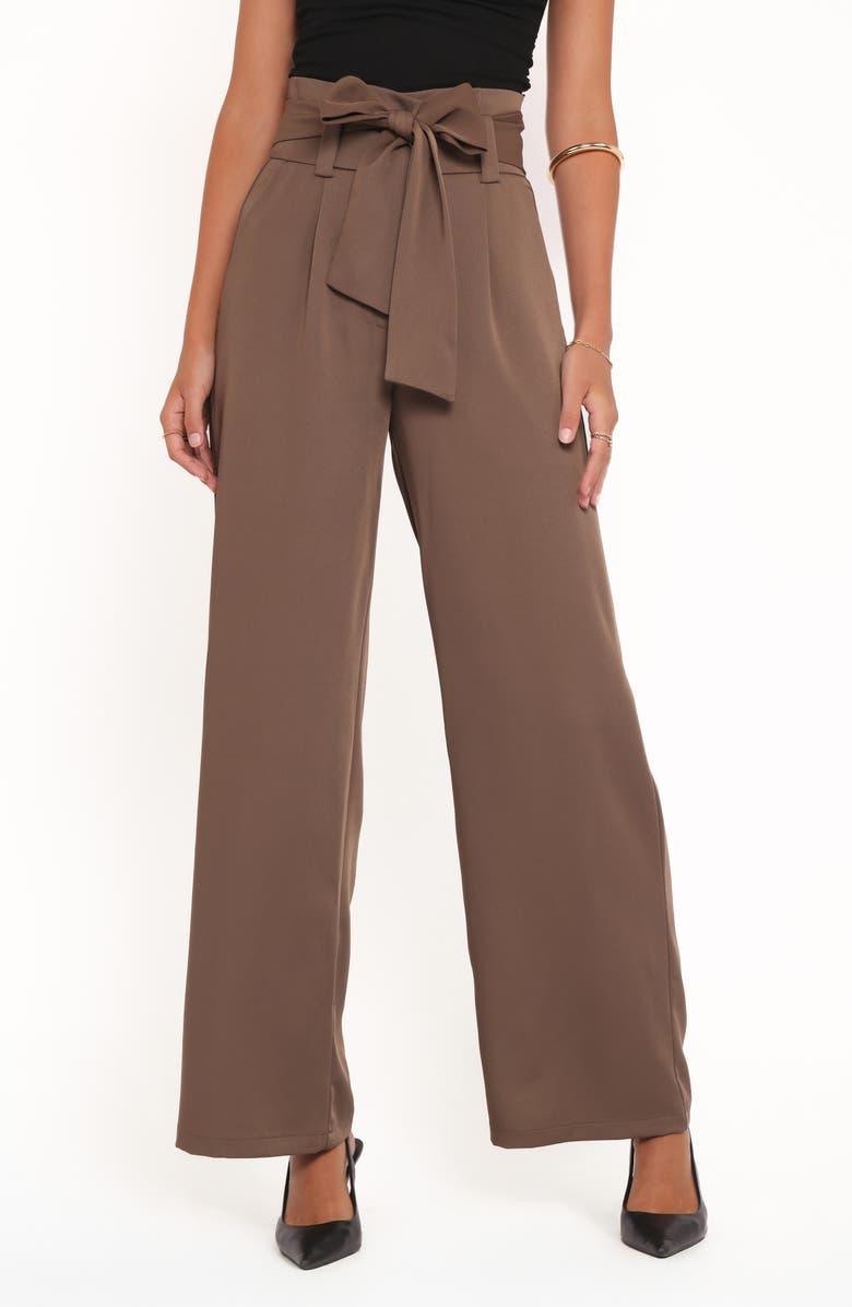 Petal 
Pup Kieran Tie Waist Wide Leg Pants, Main, color, Ash Brown