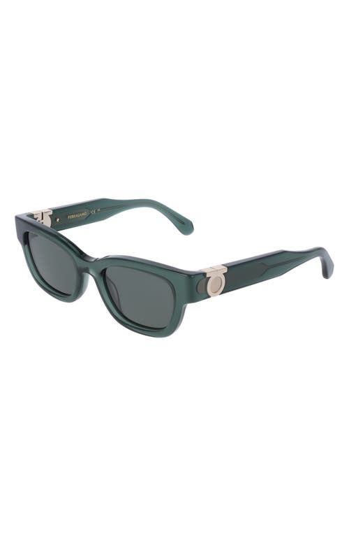 Ferragamo Gancino Rectangle Acetate Sunglasses In Transparent Green