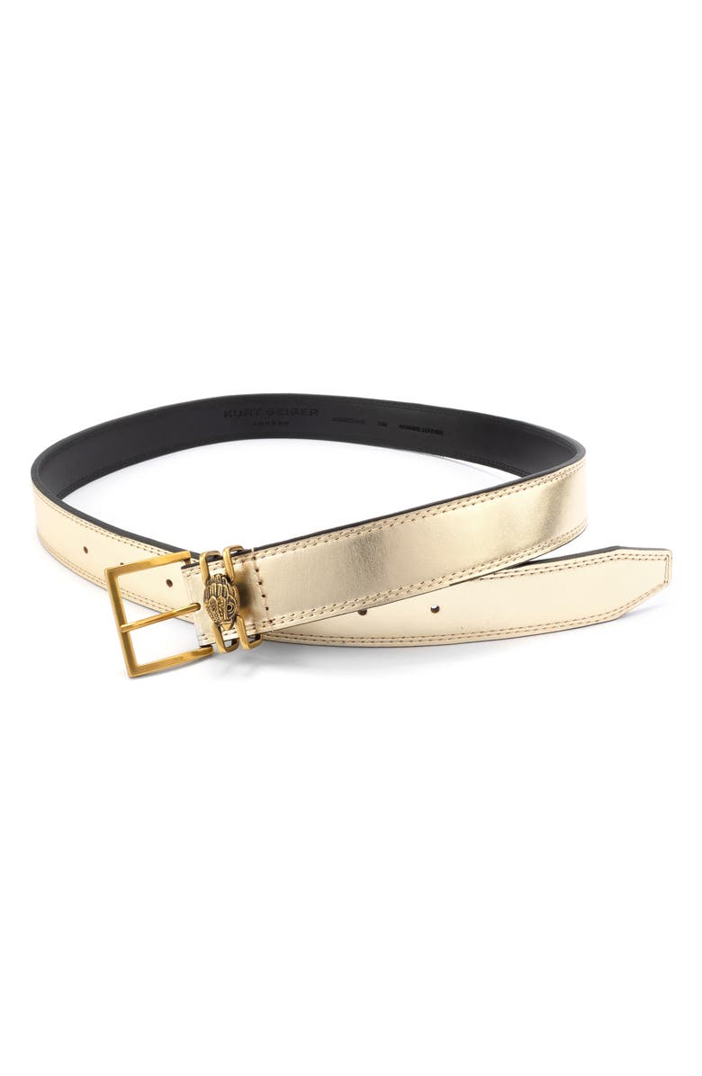 Kurt Geiger London Shoreditch Metallic Leather Belt, Alternate, color,