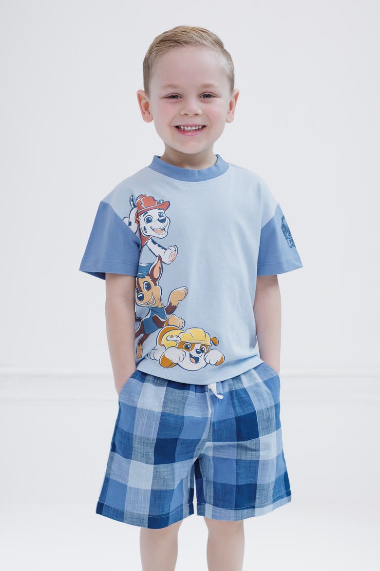 2-Piece T-Shirt and Shorts Set, Alternate, color, Paw Patrol Blue Plaid