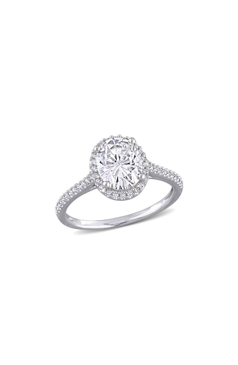 DELMAR Oval Cut Lab-Created Moissanite Halo Ring, Main, color, 