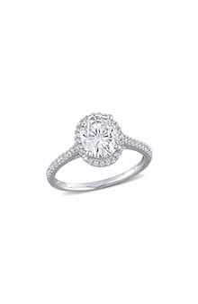 DELMAR Oval Cut Lab-Created Moissanite Halo Ring