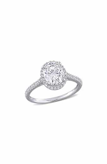 DELMAR Oval Cut Lab-Created Moissanite Halo Ring