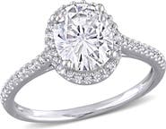 DELMAR Oval Cut Lab-Created Moissanite Halo Ring