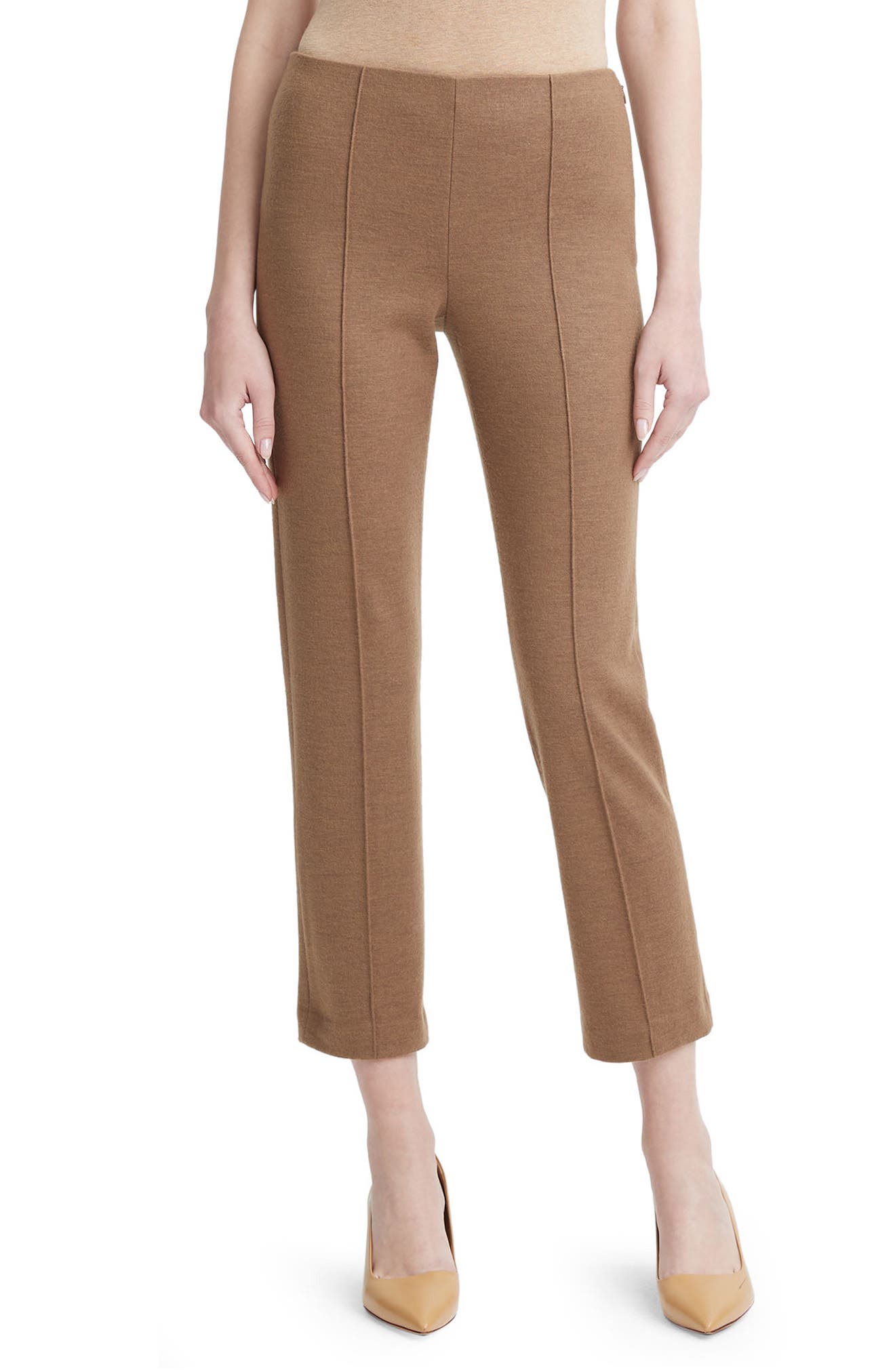 Vince Cozy Stitch Pintuck Wool Blend Crop Pants