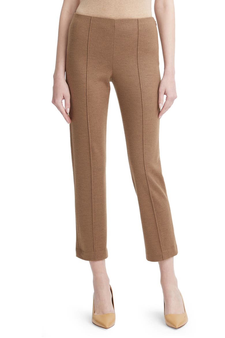 Cozy Stitch Pintuck Wool Blend Crop Pants, Main, color, RISTRETTO