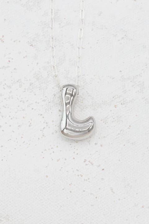 Small Paperclip Necklace with Silver Letter Charm
