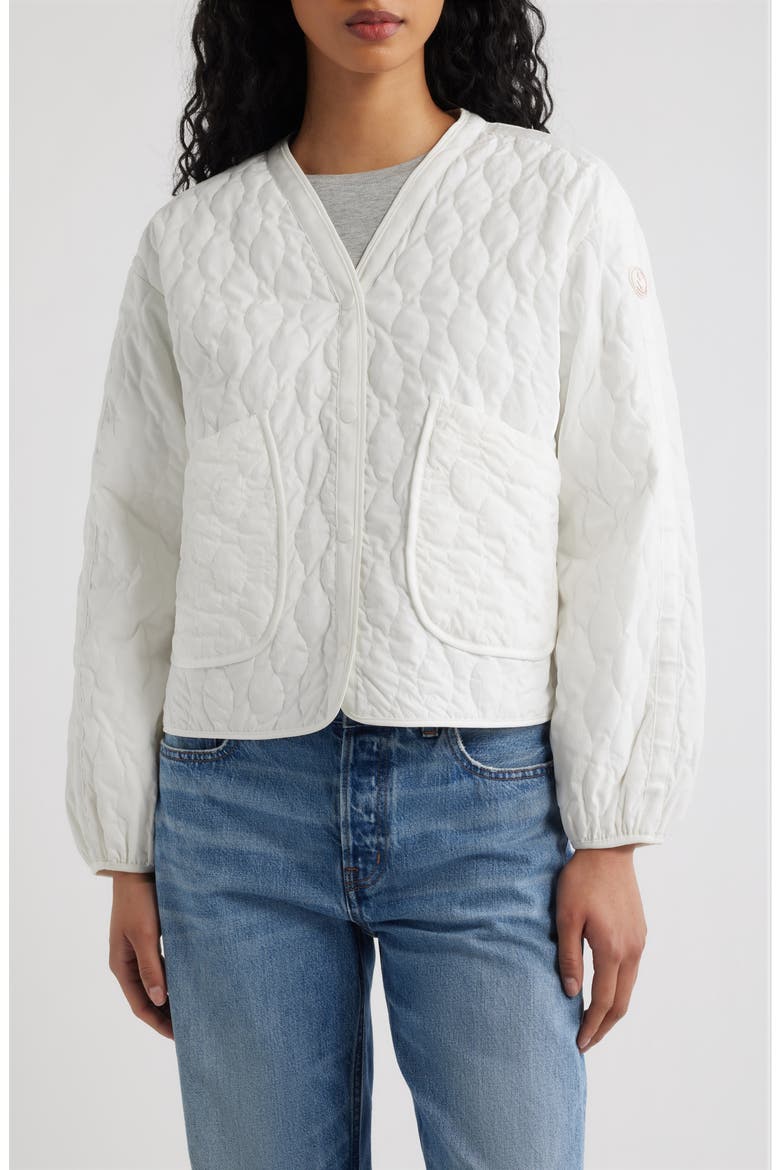 Fara Water Resistant Quilted Jacket, Main, color, OFF WHITE