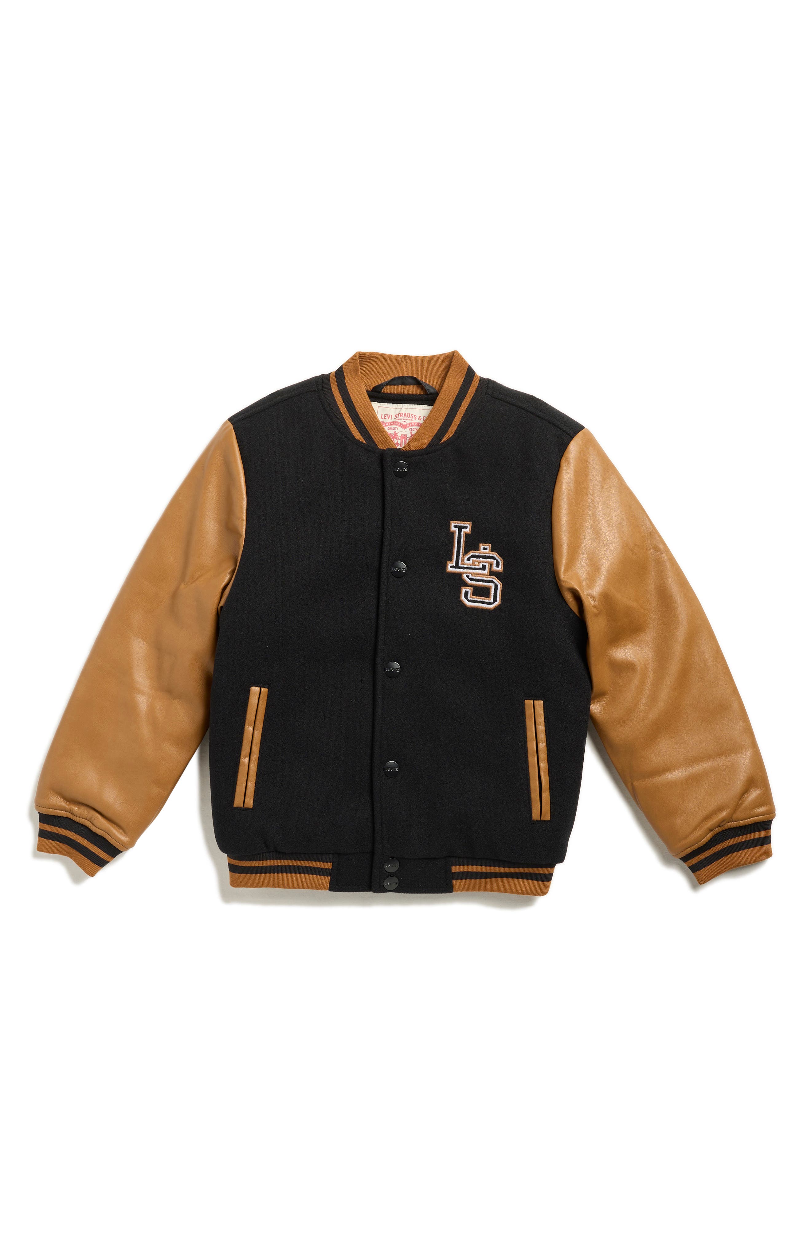 Levi's® Kids' Faux Leather Trim Varsity Bomber Jacket
