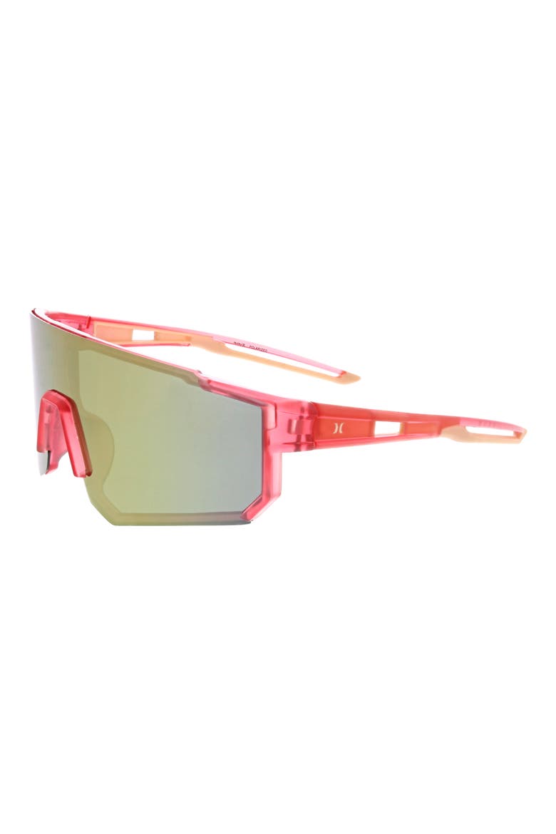 Semi Rim Polarized Shield Sunglasses, Alternate, color, CORAL / PINK
