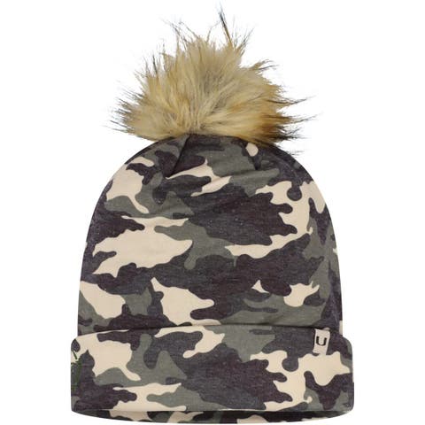 Men's Top of the World  Camo Miami Hurricanes Operation Hat Trick Woven Cuffed Knit Hat with Pom