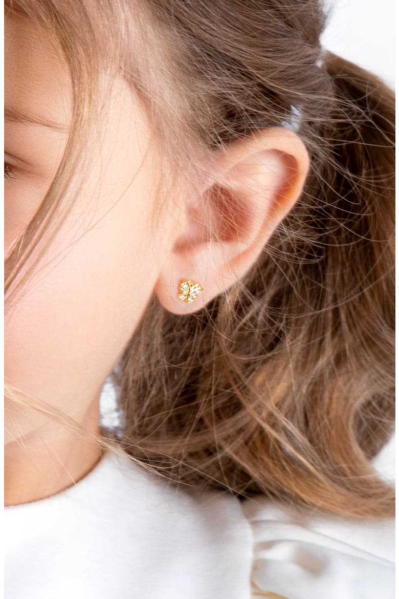 14K Gold Curly Butterfly Stud Screw Back Earrings, Alternate, color, 14K Yellow Gold