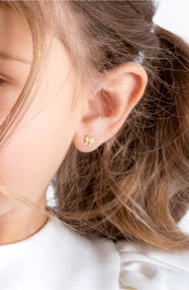 Tiny Blessings 14K Gold Curly Butterfly Stud Screw Back Earrings, Alternate, color, 14K Yellow Gold