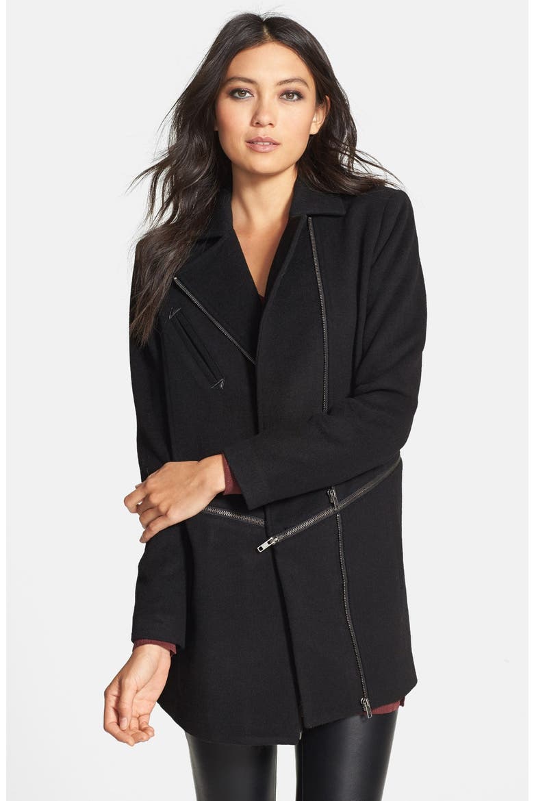 Convertible Zipper Coat, Main, color, BLACK