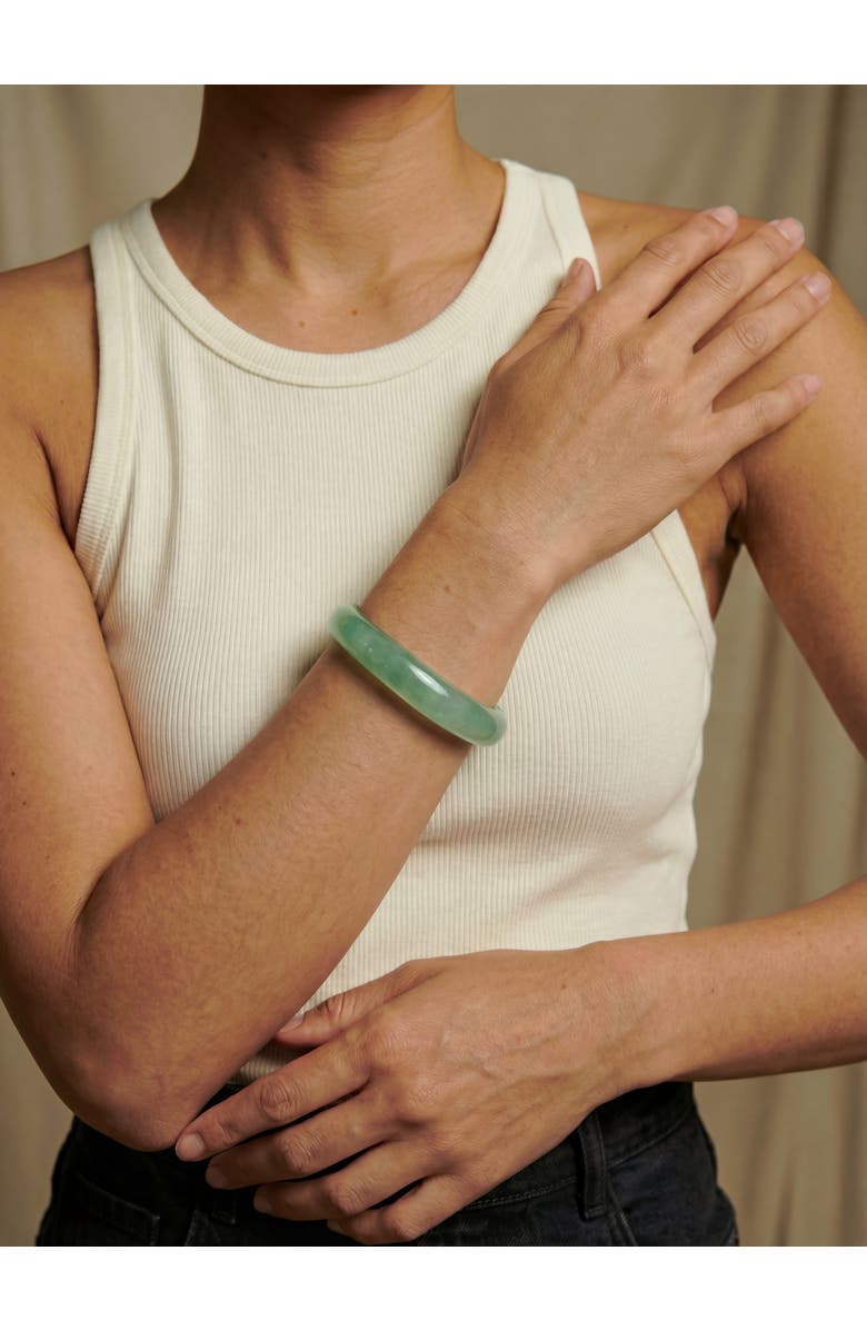 seree Silk Collection Agave Classic Cyan Jade Stone Bangle, Alternate, color, Cyan