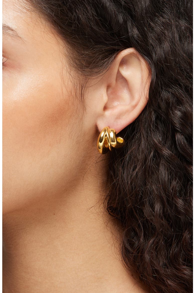 Dollop Hoop Earrings, Alternate, color, 18CT GOLD PLATED