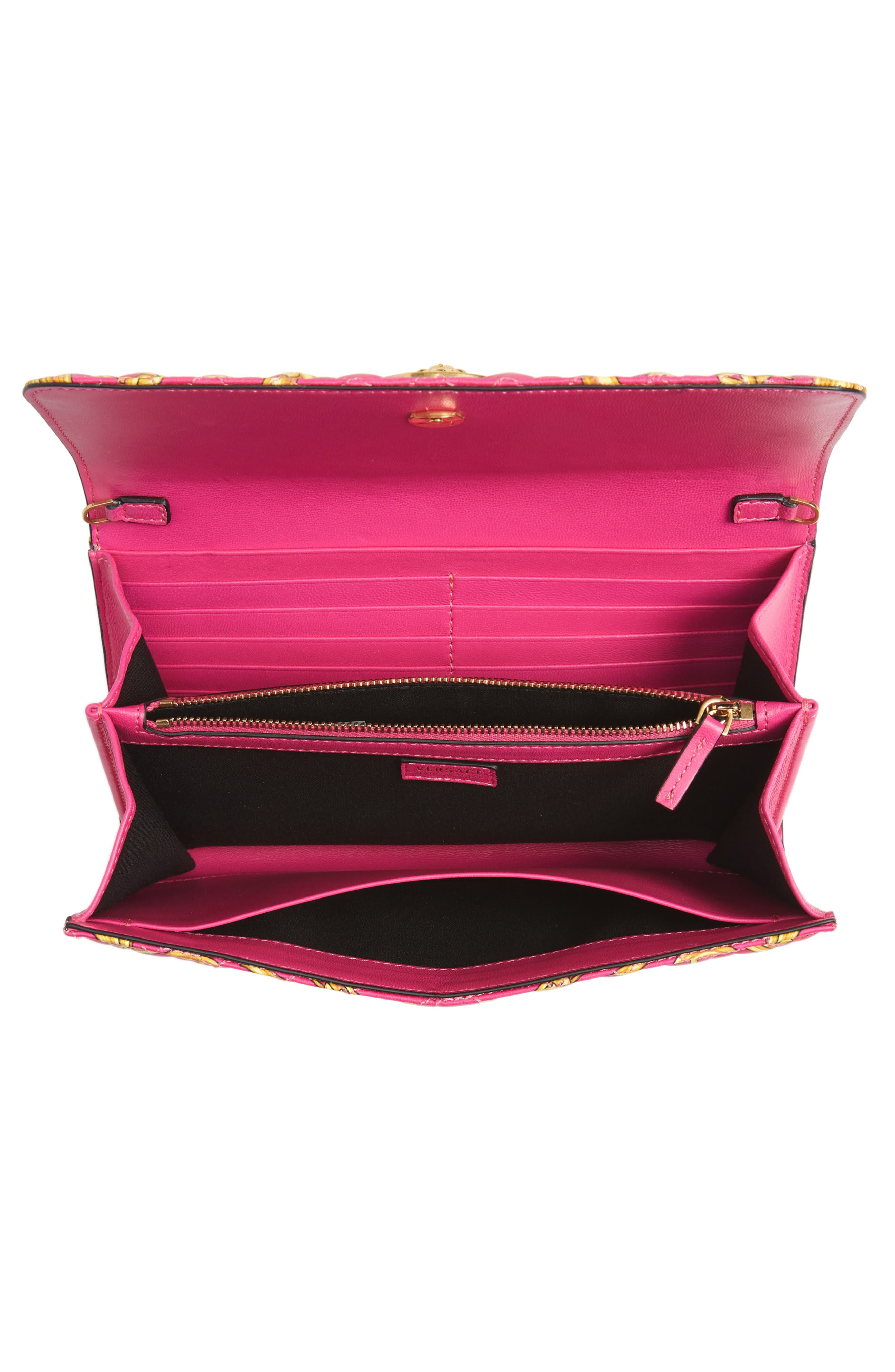 Versace Icon Quilted Leather Wallet on a Chain, Alternate, color, 