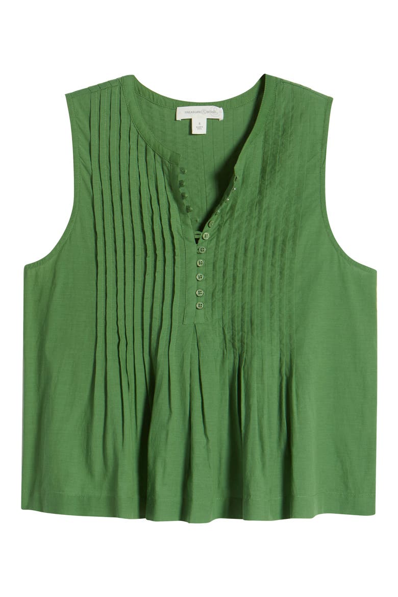 Pintuck Cotton Blend Tank, Alternate, color, GREEN WILLOW