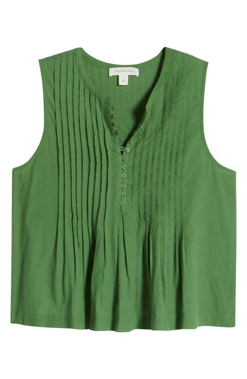 Treasure & Bond Pintuck Cotton Blend Tank In Green Willow