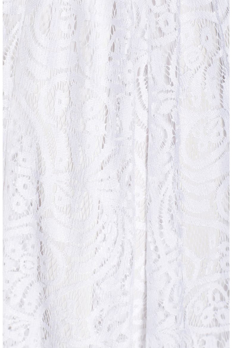 Pleated Lace V-Neck Gown, Alternate, color, WHITE