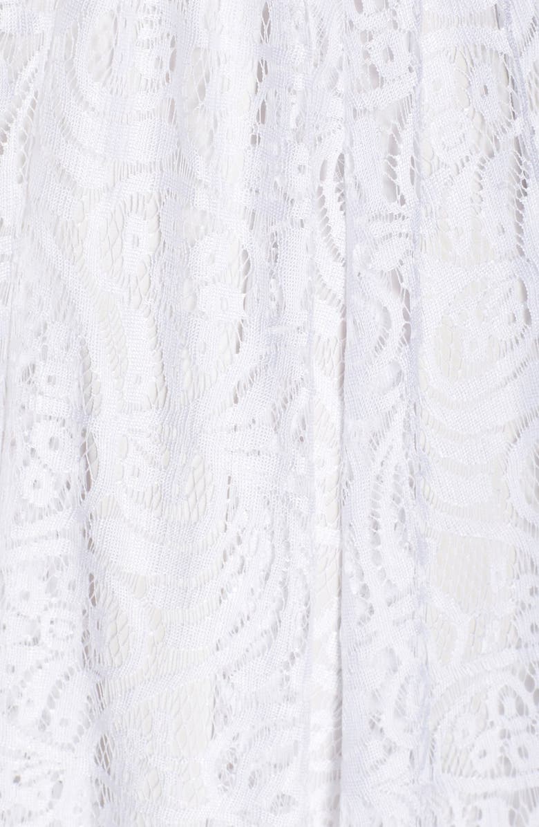 Vera Wang Pleated Lace V-Neck Gown, Alternate, color, 