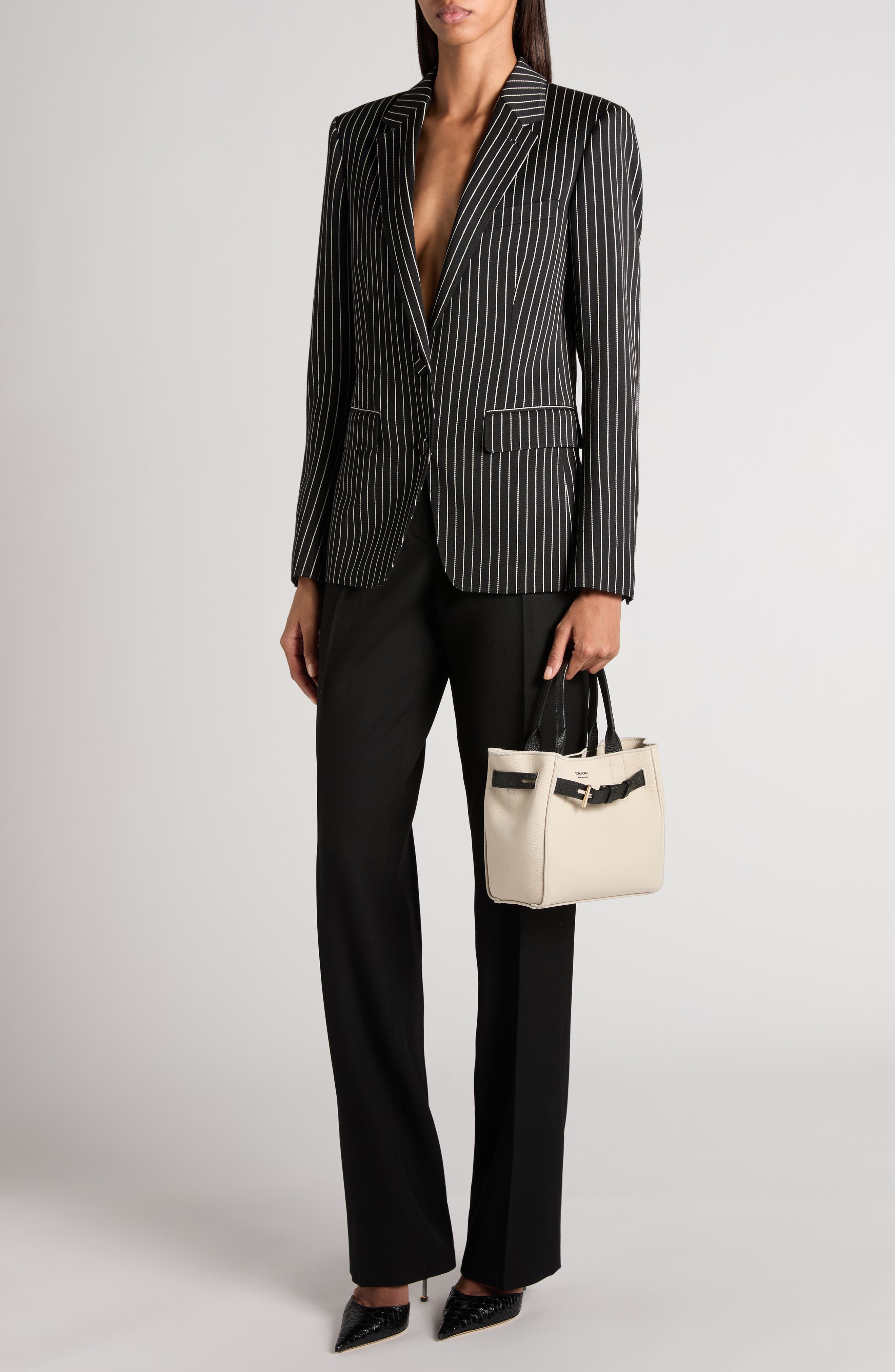 Pinstripe Wool Blend Barathea Jacket - image 2