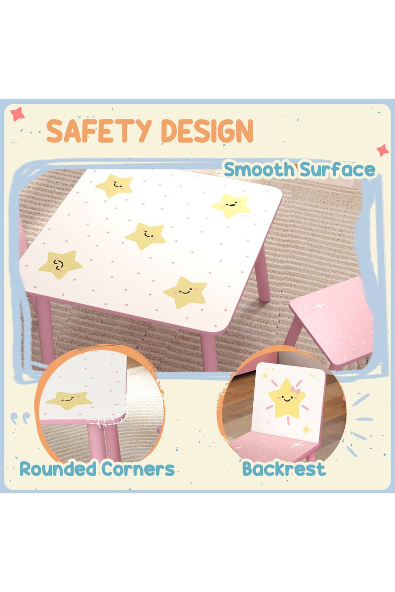 3-Piece Kids Table & Chairs Set, Bedroom/Nursery/Playroom, Alternate, color, Pink